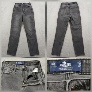 Hollister Ultra High-Rise Mom Jean 00R W23 L27 Grey Vintage Stretch Denim EUC